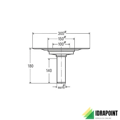 SCARICO CON GRIGLIA USCITA VERTICALE PER TERRAZZE Ø 50 MM