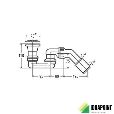 SIFONE PLASTICA 6955.8 CROMO DOCCIA SCARICO Ø 65-80X40/50 MM