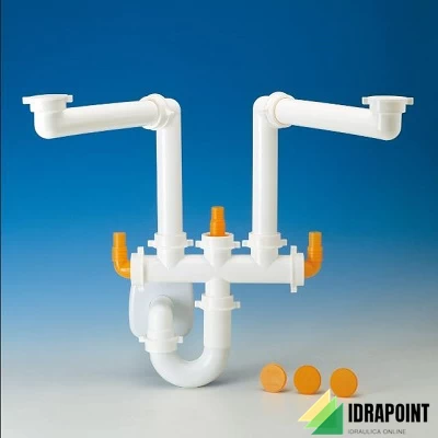 SIFONE SPAZIO 2 PER LAVELLO INOX 2 VASCHE