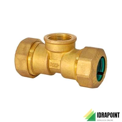 TE OTTONE CON ATTACCO CENTRALE F X TUBO PE Ø 32X1''X32 MM