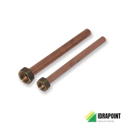 TUBO RAME DRITTO CON DADO 1/2'F - LUNGH. 200MM