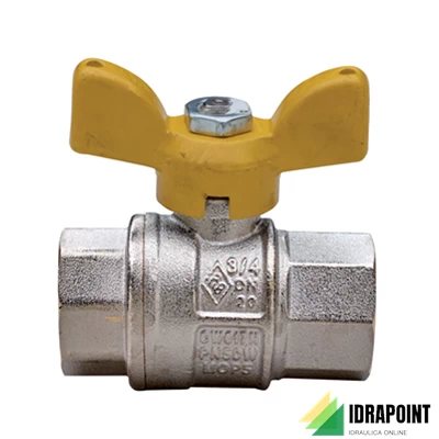 VALVOLA SFERA GAS 9000 CON FARFALLA GIALLA Ø 3/4