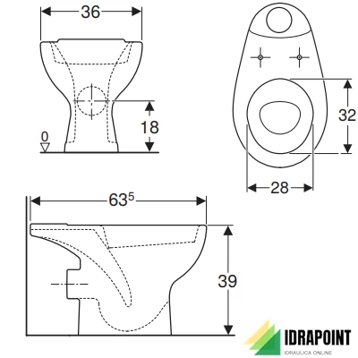 VASO DUO SCARICO A PARETE - SERIE COLIBRI' BIANCO