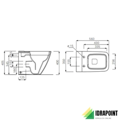 VASO FILO PARETE RIMFREE CON SEDILE - SERIE ICON SQUARE