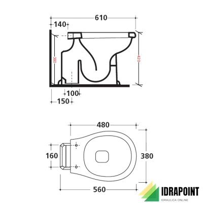 VASO SCARICO PAVIMENTO CM. 56 - SERIE ETHOS