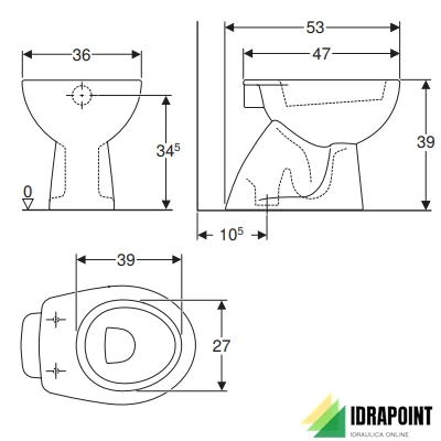 VASO SCARICO PAVIMENTO - SERIE COLIBRI' BIANCO
