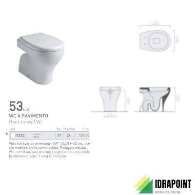 VASO SCARICO UNIVERSALE A PAVIMENTO - SERIE EDEN BIANCO