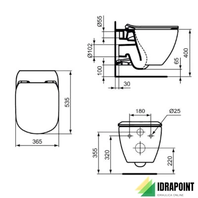 VASO SOSPESO ACQUABLADE CON SEDILE  - SERIE TESI BIANCO EURO